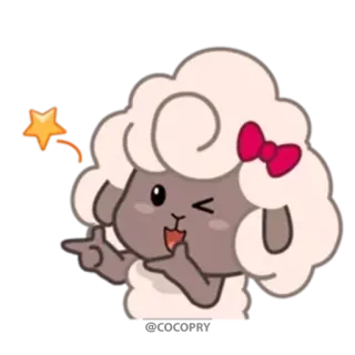 👈 Schaf, Cartoon, niedlich, Tier, Stern, Zwinkern, Geste, kawaii whatsapp sticker