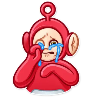 😥 teletubbies, menangis, sedih, merah, kartun telegram sticker