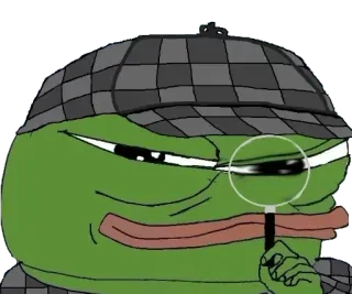 🔎 Pepe the Frog pepe, frog, detective, magnifying glass, meme telegram sticker