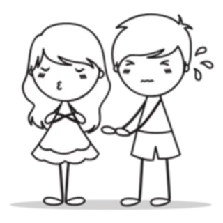 😶 orang lidi, pasangan, cinta, kartun, minimalis, hubungan whatsapp sticker