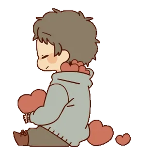 ❤️ desenho animado, amor, corações, menino, adesivo, fofo telegram sticker