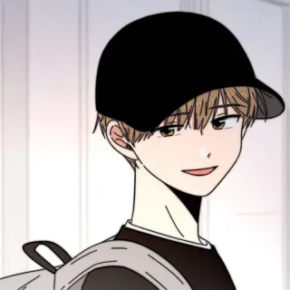 📜 Estilo anime, Hombre, Chico, Personaje, Dibujos animados, Sombrero, Mochila, Ropa casual telegram sticker