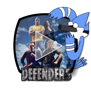 ▶ Mordecai The Defenders 슈퍼히어로, TV 프로그램, 만화, 캐릭터 매시업, 마블, 디펜더스 telegram sticker
