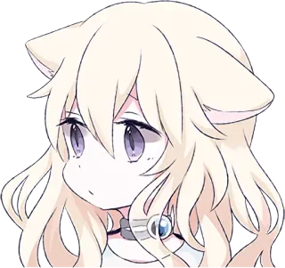 😐 anime girl, cat ears, cute, kawaii, manga, sticker telegram sticker