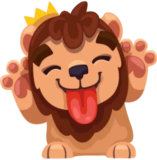 😝 лев, мультик, король, корона, животное, милый telegram sticker