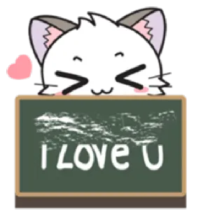 💕 I LOVE U gato, amor, fofo, coração, kawaii, mensagem whatsapp sticker