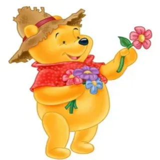 🌹 Winnie the Pooh Winnie the Pooh, bear, cartoon, flowers, Disney, straw hat telegram sticker