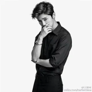 😒 weibo.com/cartierchina мужчина, красивый, рубашка, повседневный, модель telegram sticker