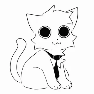 👀 cat, tie, kitten, animal, pet, cute, cartoon telegram sticker
