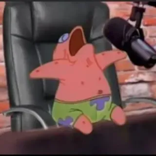 😨 Patrick Star 海绵宝宝, 派大星, 卡通, 麦克风, 椅子 whatsapp sticker