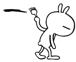 😔 conejo, animal, personaje, pincel, línea negra, blanco telegram sticker