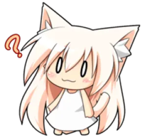 ❓ anime, cat girl, chibi, cute, question mark whatsapp sticker