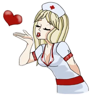 😘 медсестра, сердце, мультфильм, медицинский, девушка telegram sticker