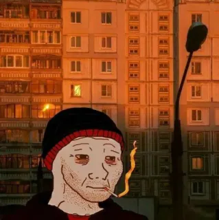 🌅 wojak, 흡연, 밈, 캐릭터, 담배, 우울 telegram sticker