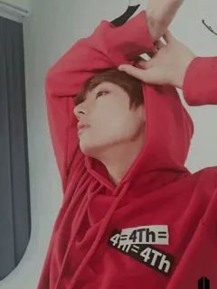 🎐 4=TH=4TH persona, felpa rossa, 4°, K-pop, cantante, idol whatsapp sticker