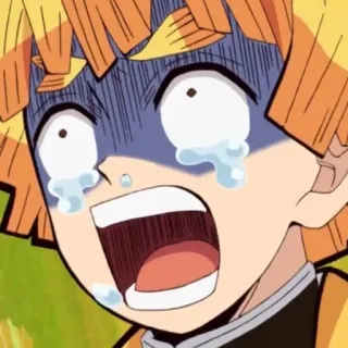 💛 Zenitsu Agatsuma Demon Slayer anime, crying, scared, emotion, zenitsu, demon slayer whatsapp sticker