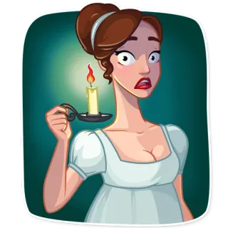 😨 femme, bougie, effrayé, historique, drame d'époque, apeuré, personnage telegram sticker