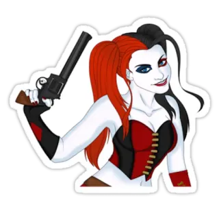 🔫 Harley Quinn Arlequina, DC Comics, Vilão, Arma, Quadrinhos telegram sticker