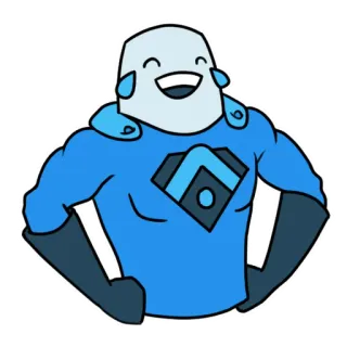 🤣 super-héros, dessin animé, drôle, bleu, personnage, illustration whatsapp sticker