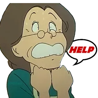 🆘 HELP kreskówka, pomoc, przestraszona, kobieta, w rozpaczy telegram sticker