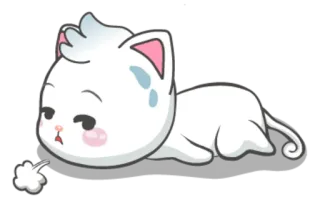 😪 cat, cute, exhausted, tired, white cat, cartoon cat telegram sticker