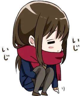 😔 いい animé, fille, dessin animé, japonais whatsapp sticker