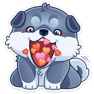 🥰 anjing, anak anjing, cinta, hati, imut, hewan, stiker telegram sticker