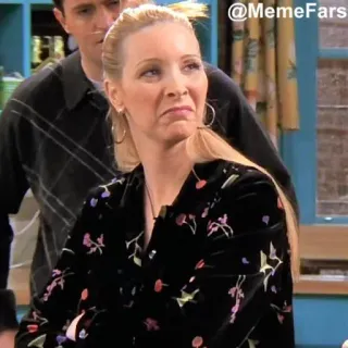 🙁 Phoebe Buffay Friends @MemeFars มีม, ตลก, ทีวีซีรีส์, เพื่อน, ประชดประชัน, สีหน้า, งง telegram sticker