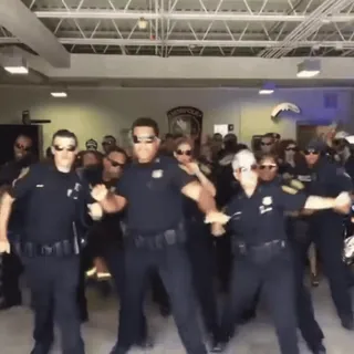 👮♀️ police officers, dancing, group photo, uniforms whatsapp sticker