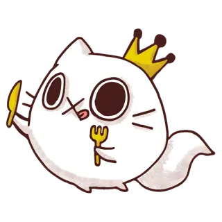 🍴 cat, kitten, fork, knife, crown, cute, food, king whatsapp sticker