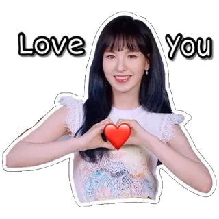 ❤ Love You 爱, 心, 女人, 肖像, 问候, 爱意, K-Pop telegram sticker