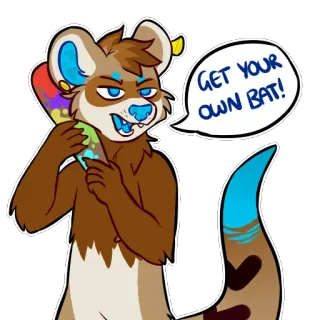 😕 GET YOUR OWN BAT! anthropomorphe, animal, chauve-souris, dessin animé, furet, furry whatsapp sticker