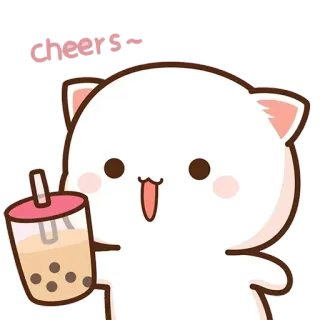🥂 kucing, binatang, lucu, bubble tea, kawaii, minuman telegram sticker