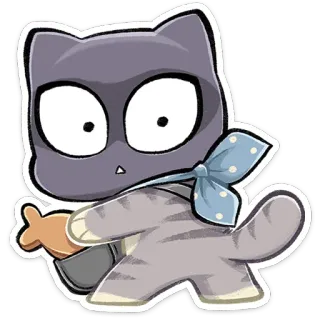 😳 猫, 動物, ステッカー, かわいい, 漫画, 灰色, 魚 telegram sticker
