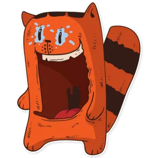🤣 แมว, สีส้ม, ร้องไห้, สัตว์, การ์ตูน, สติกเกอร์ telegram sticker