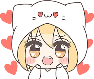 😍 Dessin animé, Anime, Mignon, Kawaii, Chat, Coeur telegram sticker