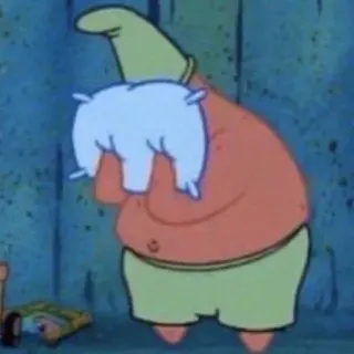 ➰ Patrick Star SpongeBob SquarePants patrick estrella, bob esponja, dibujos animados, triste, almohada telegram sticker
