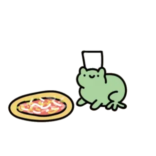 🍕 ếch, pizza, đầu bếp, dễ thương, thức ăn, động vật telegram sticker