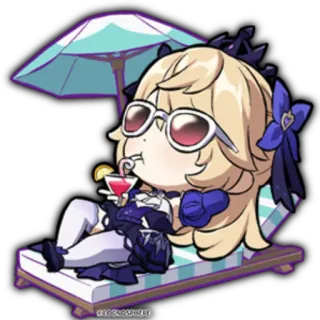 😎 Fischl Genshin Impact Anime, Gra wideo, Fanart, Kreskówka, Genshin Impact, Fischl, Chibi, Lato telegram sticker
