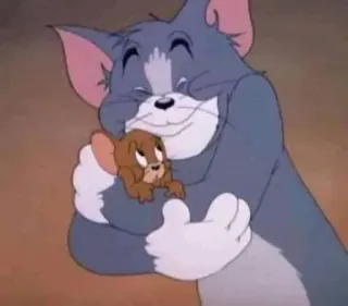 💙 Tom and Jerry Cartoon, Freundschaft, Katze, Maus, Umarmung telegram sticker