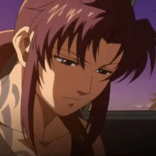 😔 Revy Black Lagoon Anime, Mädchen, ernst, Waffe whatsapp sticker
