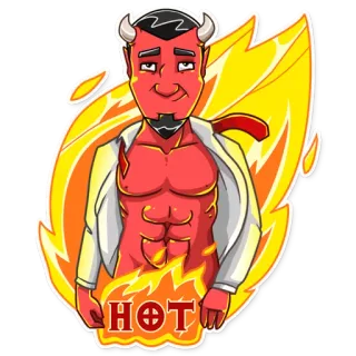 🔥 HOT diabo, quente, fogo, desenho animado, demônio, fofo telegram sticker