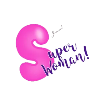👩 Super Woman! superhéroe, mujer, rosa, morado, dibujos animados, femenino, empoderamiento whatsapp sticker