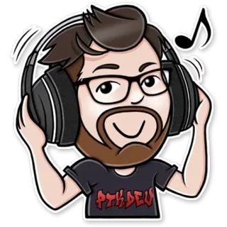 🎧 RTHDEVS мультфильм, персонаж, музыка, наушники, очки, стикер telegram sticker