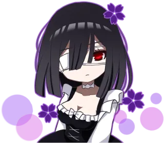 🙂 anime, girl, bandage, eye patch, cute, flower, gothic whatsapp sticker