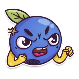 👿 Heidelbeere, Cartoon, Wütend, Sticker, Obst, Kawaii telegram sticker