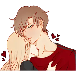 😘 объятие, любовь, пара, романтика, мультфильм, привязанность, объятие telegram sticker