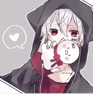 🎐 anime, boy, cartoon, heart, cute, hoodie, character telegram sticker