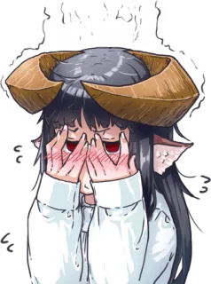 😳 アニメ, 悪魔, 角, 赤面, 恥ずかしがり屋, 可愛い telegram sticker
