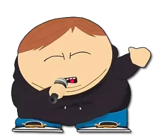 🎤 Eric Cartman South Park 卡通, 搞笑, 南方公园, 角色, 麦克风, 唱歌 telegram sticker